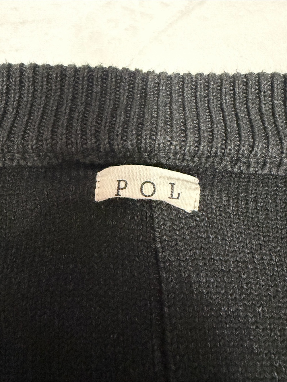 POL Charcoal 100% Cotton Knit V-Neck Pullover Sweater Balloon Sleeve Relaxed M - Picture 8 of 16